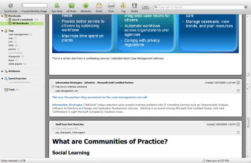 Evernote main window